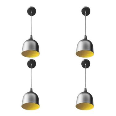 Imagem de Kit 4 Luminária Pendente Gota Com Interior Amarelo Com Fiação 110/220v