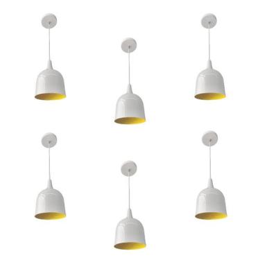 Imagem de Kit 6 Luminária Pendente Gota Com Interior Amarelo Com Fiação 110/220v