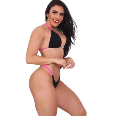 Imagem de Biquíni Feminino Cortininha Com Bojo Texturizado Com Calcinha de Tira na Lateral
