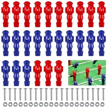 Imagem de OMISTAR 26 peças de pebolim masculinas, peças de reposição de pebolim de resina, conjunto de jogador de futebol de mesa para pebolim de torneio, 13 vermelho e 13 azul