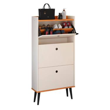 Imagem de Sapateira Vertical Dark 3 Gavetas Basculantes Organizadora Calçados Retrô - Off White/Cinamomo - RPM Móveis