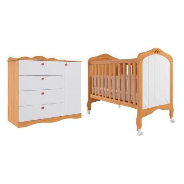 Imagem de Conjunto Quarto de Bebe Comoda Encanto e Berço Harmonia 100% MDF Permó