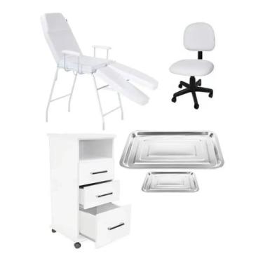 Imagem de Kit Podologia Cadeira Poltrona Mocho Armário Fiscomed