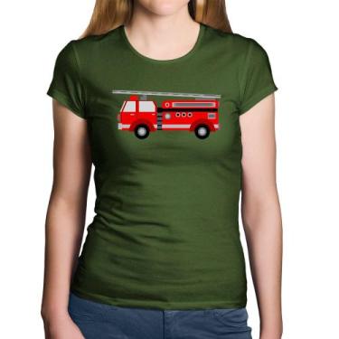 Imagem de Baby Look Algodão Caminhão de Bombeiro - Foca na Moda, Musgo, G