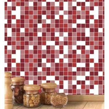 Imagem de Papel De Parede Cozinha Banheiro Pastilha Vermelho Lavável PA 08 3METR