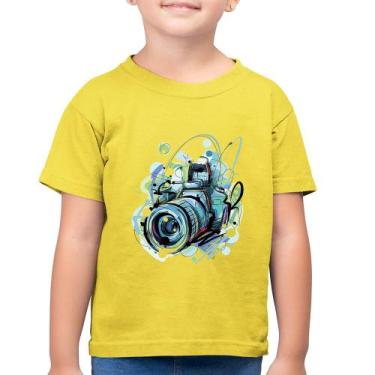 Imagem de Camiseta Algodão Infantil Câmera Fotográfica - Foca na Moda, Amarelo c