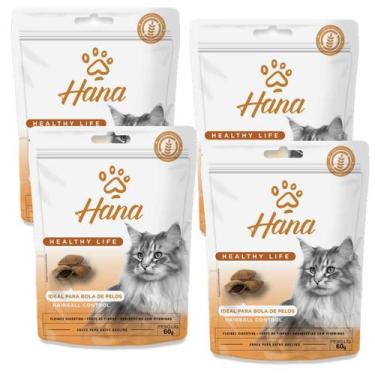 Imagem de Petisco Snack Hana Gato Adulto Bola de Pelos 60g kit 4un