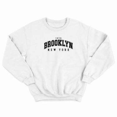 Imagem de Moletom Unissex Blusa de Algodão - Brooklyn  - Street Vogue, Branco, P