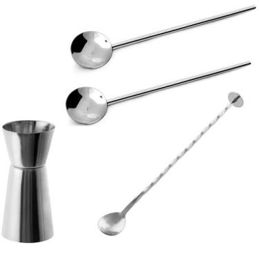 Imagem de Dosador duplo, colher bailarina e 2 colheres para drinks - MIMO