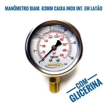 Imagem de Manômetro Diam.63mm (2.1/2) 0-30 Kgf/cm2 x 450 Psi - Vertical Caixa In