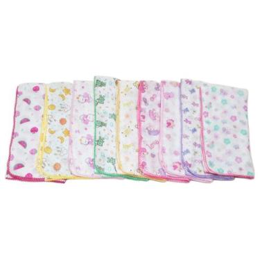 Imagem de 20 Fralda De Pano Estampada 70x70cm Com Croche - Dugu, Feminino