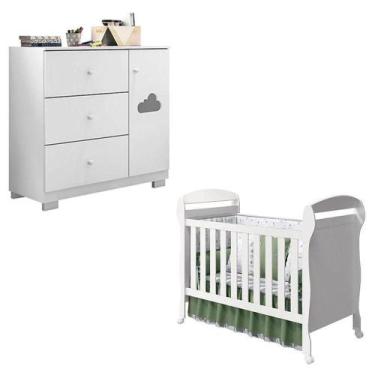 Imagem de Berço Americano Danny E Cômoda Infantil Ane Branco Brilho - Phoenix Ba