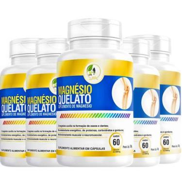 Imagem de KIT C/5 Suplemento Magnésio Quelato 60 Cápsulas - Fits Life