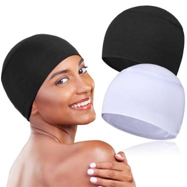 Imagem de BCHRTOIP 2 peças de touca de quimioterapia macia para mulheres, touca de cabelo leve para dormir, touca de quimioterapia para perda de cabelo, Preto + branco, Tamanho Único