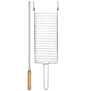 Imagem de Kit Preparo Churrasco 2pcs Churrasqueira Grelha e Espeto 65cm Simples 