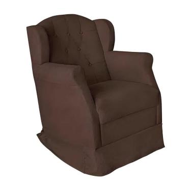 Imagem de Poltrona Amamentação Cadeira Reforçada Balanço Lile Suede marrom