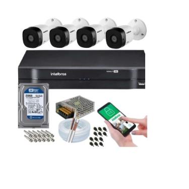 Imagem de Kit 4 Câmeras Intelbras 1120b Com Dvr 4 Canais E Hd Incluso