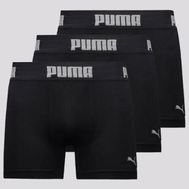Imagem de Kit 3 Cuecas Boxer Puma Seamless Preta, M