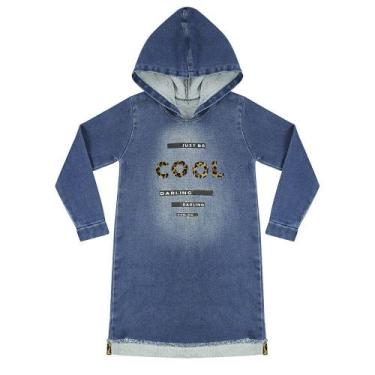 Imagem de Vestido Look Jeans Moletom Jeans - UNICA - 6, 6, Azul