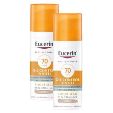 Imagem de Kit 2 Eucerin Sun Oil Control Tinted Médio FPS 70 Protetor Solar Facia
