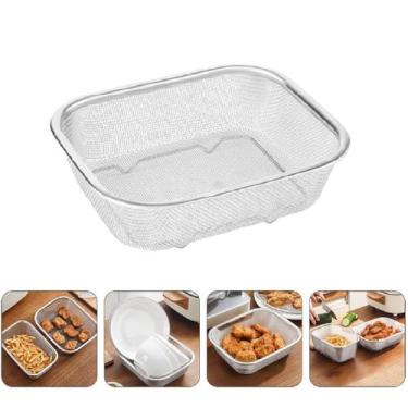 Imagem de Escorredor em Inox Quadrado Bandeja Frituras Petiscos 24cm - Impo