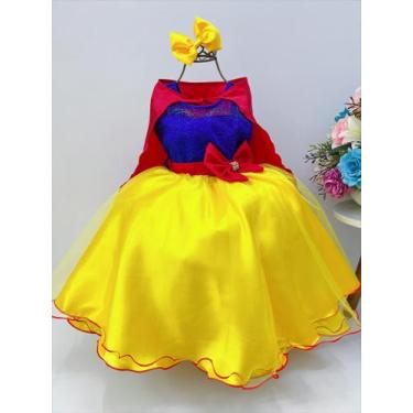 Imagem de Vestido infantil branca de neve c/ capa e laço strass - Lele Encanto, 