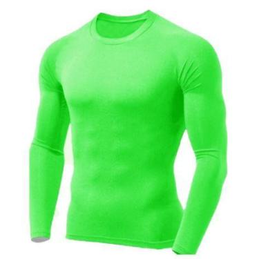 Imagem de Kit 5 Camisas Masculina Manga Longa Malha Fria - Genérico, Verde neon,