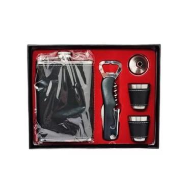 Imagem de Kit Cantil Porta Bebidas: Estojo Abridor Funil Copo shot,Trabalhado em Aço Inox Ótimo Para Conservar As Suas bebidas e Levar Para Qualquer Lugar como Festas, Churrascos, e Entre Outras Ocasiões