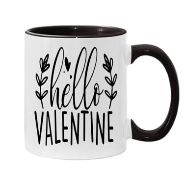 Imagem de SpreadPassion Caneca de café Hello Valentine, presente para namorado e namorada, ideia de presente de dia dos namorados, presente para marido e esposa, ideia de presente de aniversário do dia dos