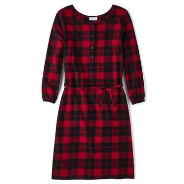 Imagem de The Children's Place Vestido feminino xadrez de manga comprida, Xadrez Buffalo vermelho, G