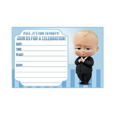 Imagem de ENDLESS CHOICES 20x Convites e envelopes de aniversário infantil Boss – Convites de festa de feliz aniversário para crianças, 15 x 10 cm, estilo cartão postal