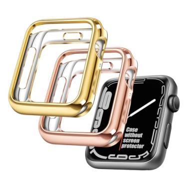 Imagem de top4cus Pacote com 2 capas de 42 mm de TPU (poliuretano termoplástico) macio e leve, antiarranhões, compatível com Apple Watch séries 10/9/8/7/6/SE/5/4/3/2/1 (42 mm-série 10, ouro + ouro rosa)