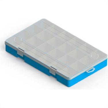 Imagem de Caixa Organizadora Valeplast Cristal Grande Azul 22X37 65.014, Azul