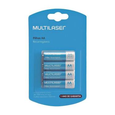 Imagem de Pilhas Recarregáveis AA Multilaser 2500mAh Com 4 Unidades- CB052