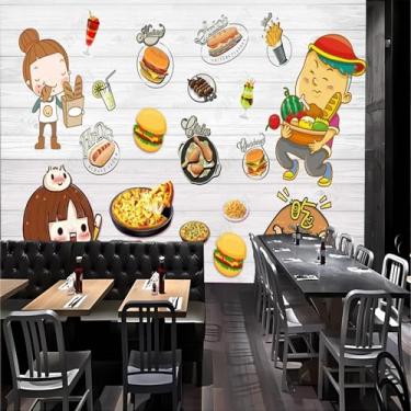 Imagem de Lcythiazole ] Murais de parede de tamanho personalizado, papel de parede removível, papel de parede Pizzawallpaper, mural de Hamburgo, sala de jantar, pizzaria, decoração de lanchonete