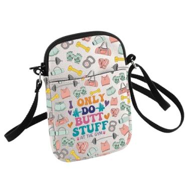 Imagem de Bolsa tiracolo divertida para treinadores de fitness, presente para amantes de academia, I Only Do Butt Stuff At The Gym, pequena bolsa de ginástica, presente de treino, Material de bumbum