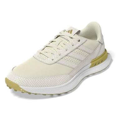 Imagem de adidas Tênis feminino de golfe S2G 25 Couro Spikeless, Offf branco/dourado metálico/chiclete 4, 39
