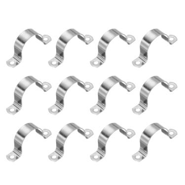 Imagem de PATIKIL Correia de tubo rígido de 1-4/7" (40 mm), 12 peças braçadeira de conduíte de aço inoxidável 304 2 furos engrossar suporte de tubo braçadeira de tubo para fixação de fio de cabo de tubulação