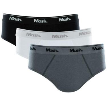 Imagem de Kit De 3 Cuecas Mash Tradicional Adulto Slip Basica Em Algodao Cotton 