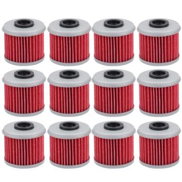 Imagem de Filtro de óleo 12 peças 116 HF116 compatível com ATV Honda TRX450R CRF250X CRF450X CRF150F CRF450R substitui filtro de óleo 15412-MEN-671 2521231, compatível com Husqvarna TE310 TE250 8000 A77 019