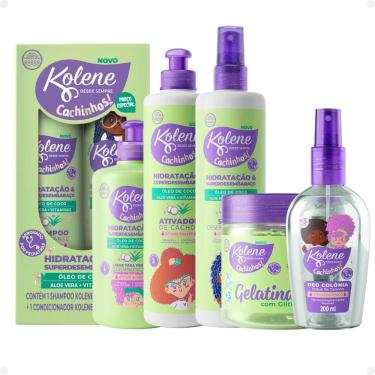 Imagem de Kit Kolene Cachinhos: Shampoo 300ml, Condicionador 200ml, Creme para Pentear, Ativador de Cachos, Spray Desembaraçante, Gelatina e Deo Colônia