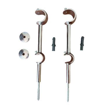 Imagem de Kit 2 Suportes Alongado Duplo Para Varão Alumínio 28/19mm - ART DECORA