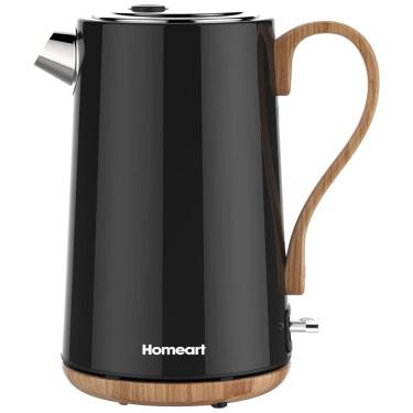 Imagem de Chaleira Elétrica 1.7L em Aço Inoxidável com Desligamento Automático e Proteção Contra Fervura, 1500W, 110v, HOMEART, Preto