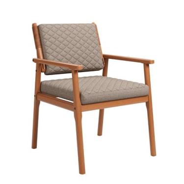 Imagem de Poltrona Valência Linho Cinza Escura e Madeira - Mobly