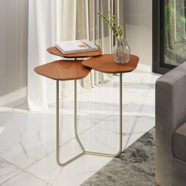 Imagem de Mesa De Apoio Lateral Industrial Com 3 Tampos 100% Mdf Napoli