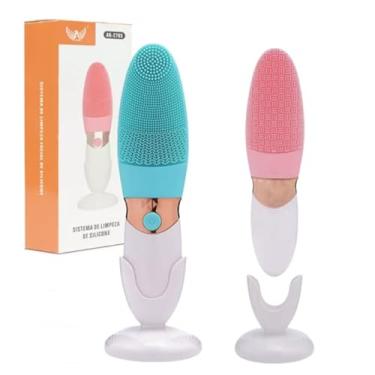 Imagem de Escova de Limpeza Facial e Corporal Elétrica, 4 Velocidades, Silicone Macio,19cm (Rosa)