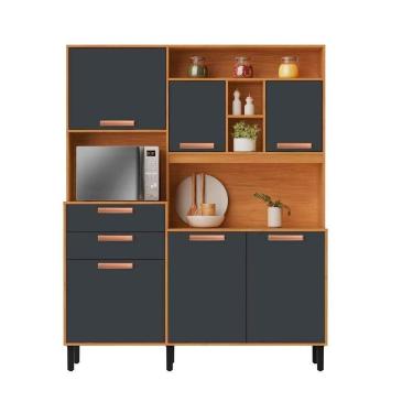 Imagem de Kit De Cozinha Itatiaia 6 Portas 2 Gavetas Grafite Nápoles