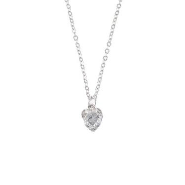 Imagem de Progresssail Colar com pingente de cristal em forma de coração para mulheres, moderno, prata, com pingente de coração, coração, strass, colar da amizade, joia do dia dos namorados, one size, Metal