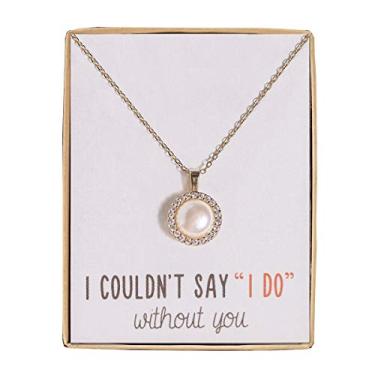 Imagem de A+O Presente de joia de dama de honra - Brincos ou colar de pérola de água doce em prata, ouro amarelo, ouro rosa, Cristal, Zircônia cúbica