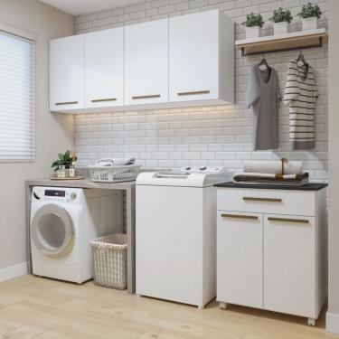 Imagem de Lavanderia Modulada 2 Armários Aéreo 1 Balcão Teresópolis Branco